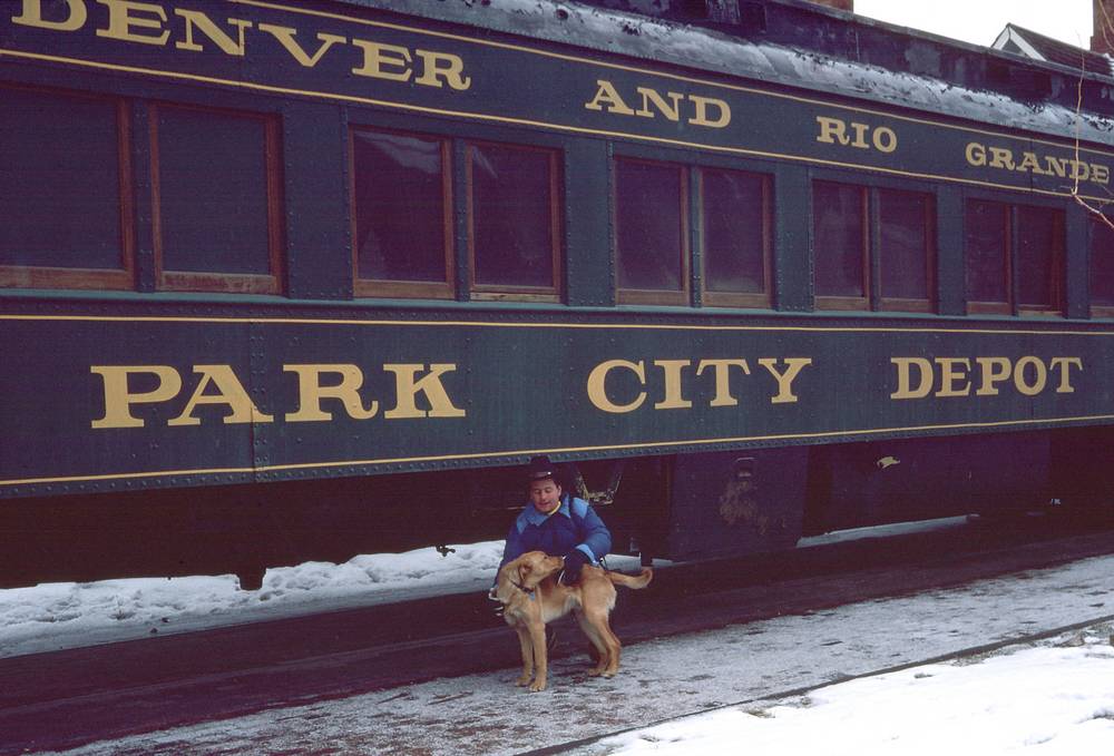March 2, 1981 - Park City, Utah.<br />Dave and a new found friend.