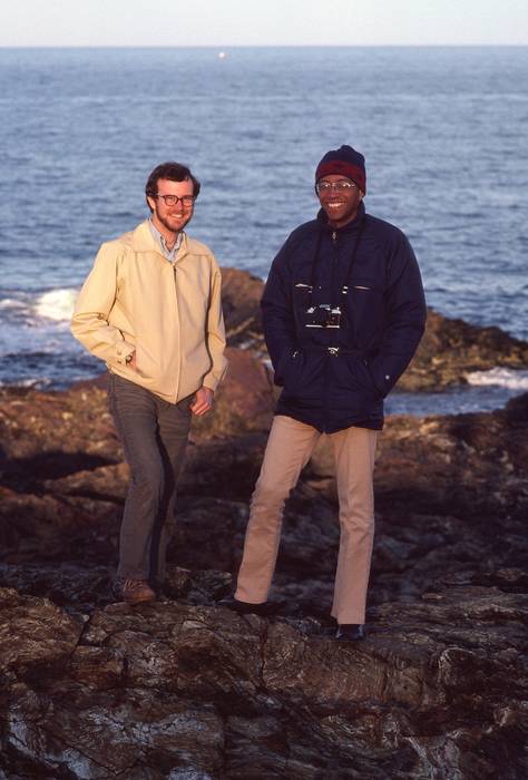 April 12, 1981 - Ogunquit, Maine.<br />Mike and Bill on Marginal Way.