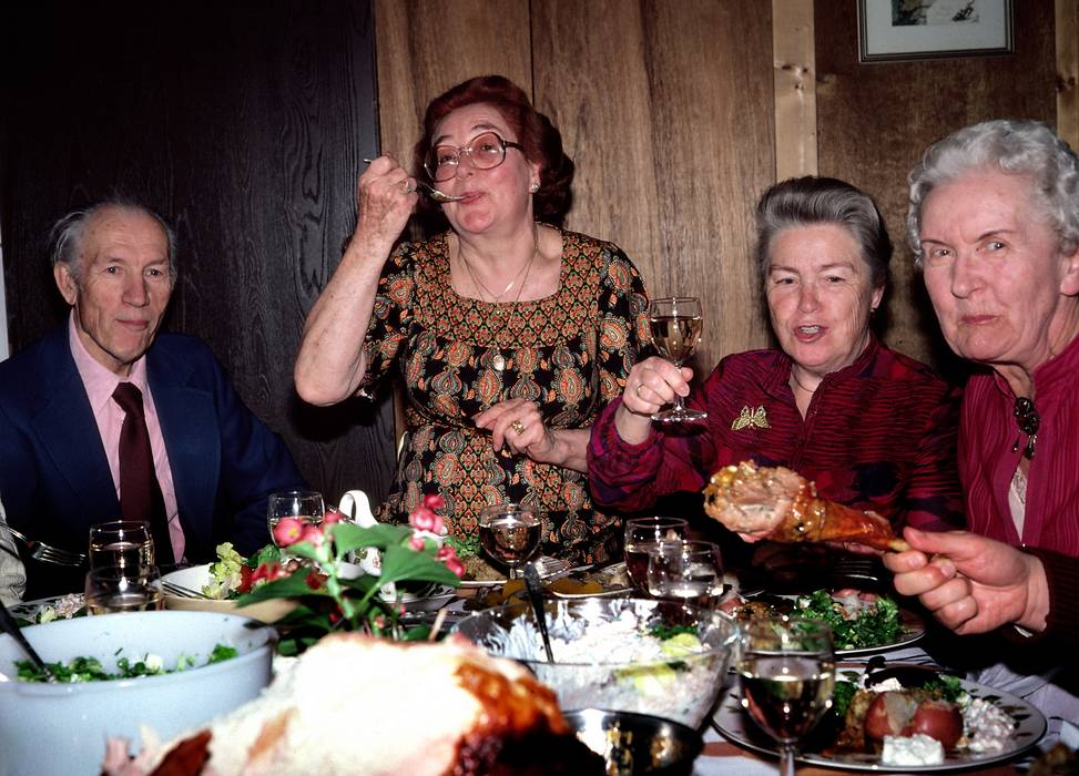 April 18, 1981 - At Velta's and Arnolds', Gloucester, Massachusetts.<br />Arnolds' 70th birthday celebration.<br />Arnolds, Velta, Mirdza, and Tereze.