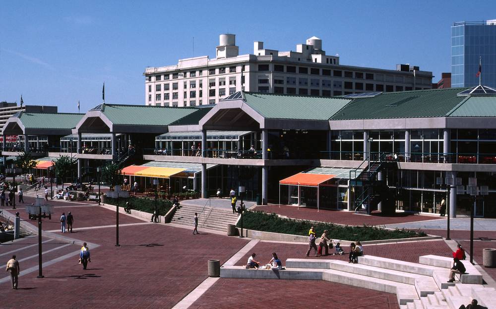 May 17, 1981 - Baltimore, Maryland.<br />Father's 75th birthday.<br />The food pavilion at Harborplace.
