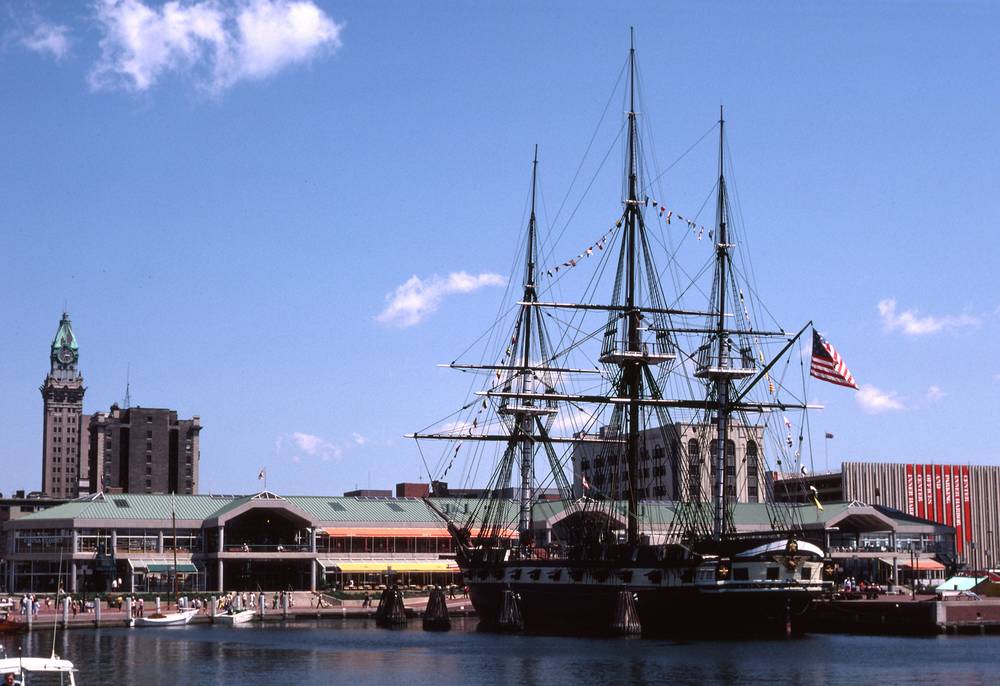 May 17, 1981 - Baltimore, Maryland.<br />Father's 75th birthday.<br />The Constellation and Harborplace pavilions.