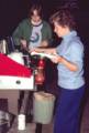 July 19, 1981 - Along and on the Connecticut River in Vermont.<br />MV Bell Labs Outing Club canoeing trip.<br />Nick's wife at the stove.