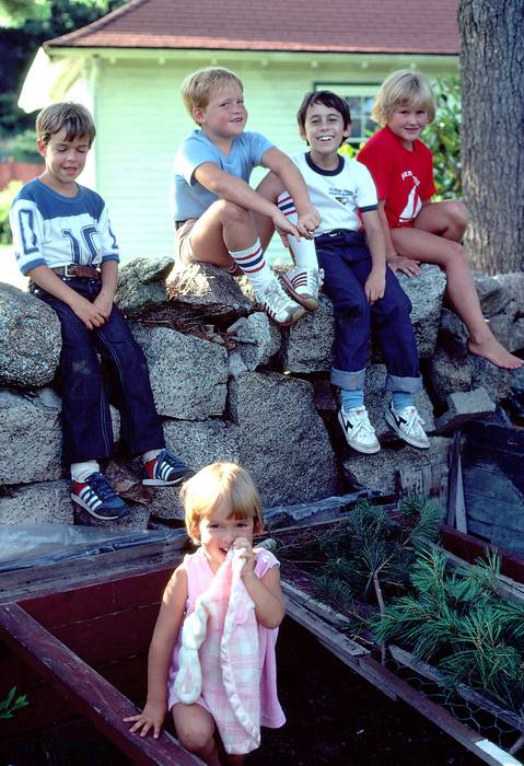 July 30, 1981 - Manchester by the Sea, Massachusetts.<br />Uldis' birthday celebration.<br />Jeremy, Tanya, and Jimmy, Julian, and Laila.