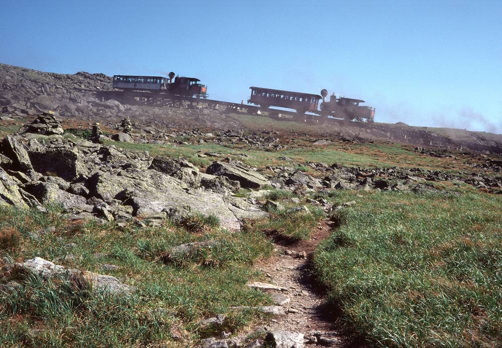 August 1, 1981 - Mt. Washington, White Mountains, New Hampshire.<br />Mt. Washington cog railroad.