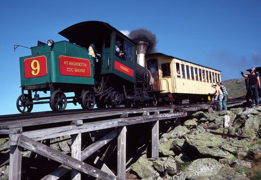 August 1, 1981 - Mt. Washington, White Mountains, New Hampshire.<br />Mt. Washington cog railroad.