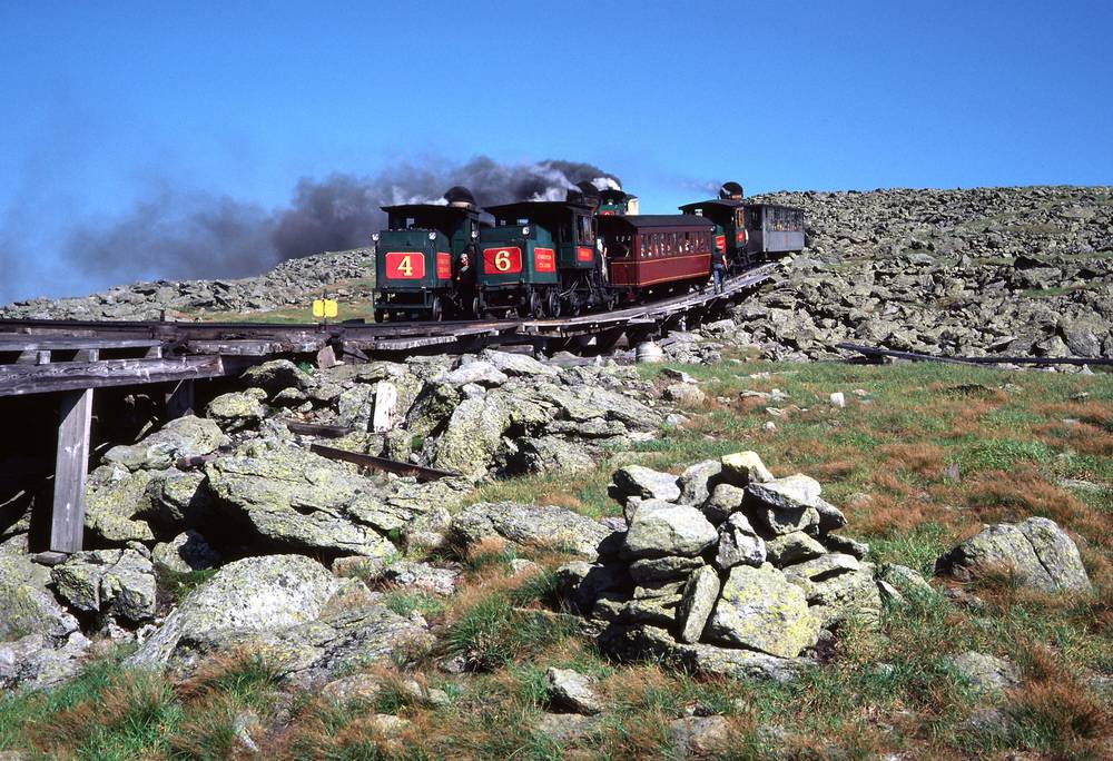 August 1, 1981 - Mt. Washington, White Mountains, New Hampshire.<br />Mt. Washington cog railroad.
