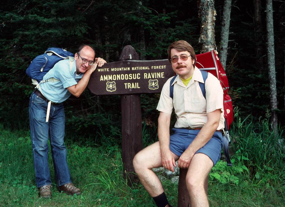 August 2, 1981 - Mt. Washington, White Mountains, New Hampshire.<br />Egils and Juris at the end of the hike.