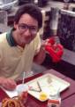 Aug. 22, 1981 - Freeport, Maine.<br />Oscar at the Harraseeket Lobster Company.