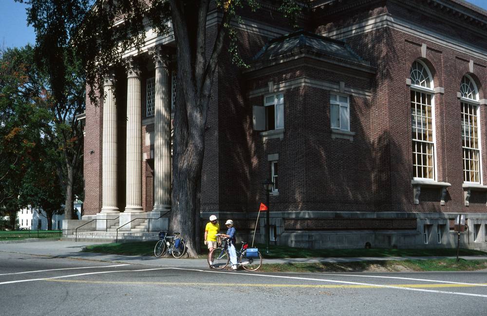 Sept. 5, 1981 - Vermont Bicycle Touring based at Lyme Loch Inn, New Hampshire.<br />Hanover, New Hampshire.
