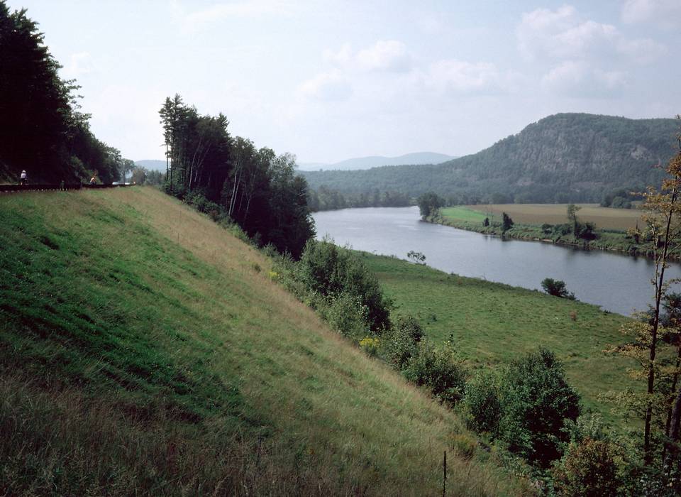 Sept. 7, 1981 - Vermont Bicycle Touring trip with based at Lyme Loch Inn, New Hampshire.<br />The Connecticut River from Rt. 10 north of Orford, New Hampshire.