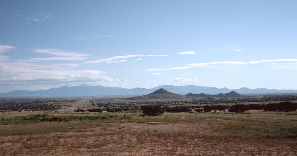 Sept. 13, 1981 - Rest area off I-25 between Albuquerque and Santa Fe, New Mexico.<br />View towards Santa Fe and the Cristo the Sangre Mountains.