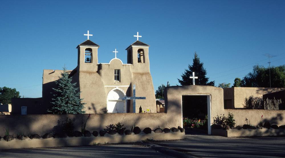 Sept. 14, 1981 - Rancho de Taos.<br />San Francisco the Asis church in the morning.