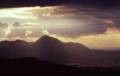 Sept. 14, 1981 - Mesa Verde National Park, Colorado.<br />135mm view west from Park Point.<br />Sleeping Ute Mountains with Ute Peak (~9900')),
