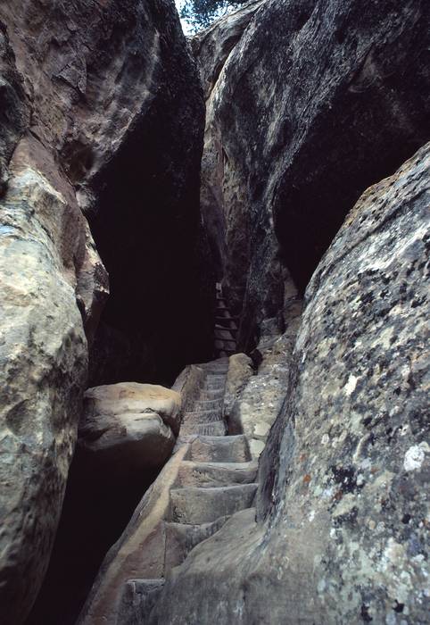 Sept. 15, 1981 - Mesa Verde National Park, Colorado.<br />Stairs out of Cliff Palace.
