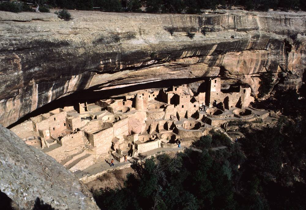 Sept. 15, 1981 - Mesa Verde National Park, Colorado.<br />Cliff Palace in evening sun.