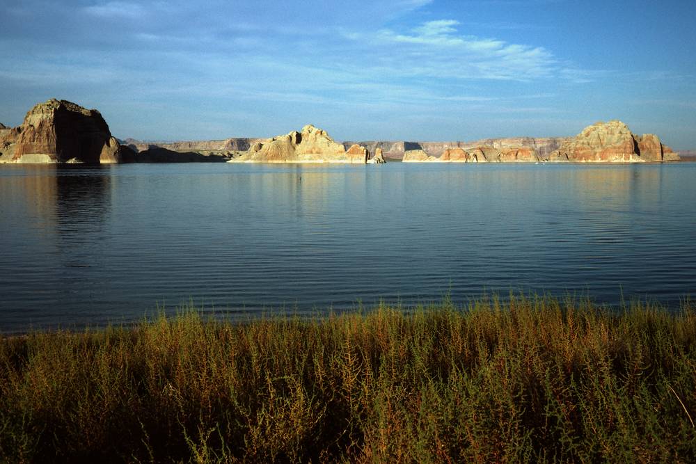 Sept. 16, 1981 - Wahweep, Arizona.<br />Lake Powell (a small portion of it) as seen from the lodge at Wahweep.