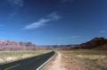 Sept. 17, 1981 - US-89 south of Page, Arizona.<br />Between Echo Cliffs (behind) and Vermilion Cliffs (visible ahead)