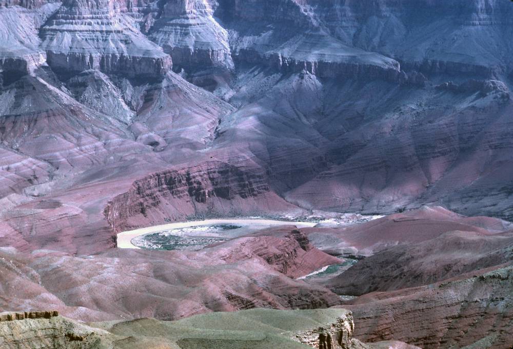 Sept. 17, 1981 - North Rim of the Grand Canyon, Arizona.<br />135 mm view from Cape Royal of the Colorado River.
