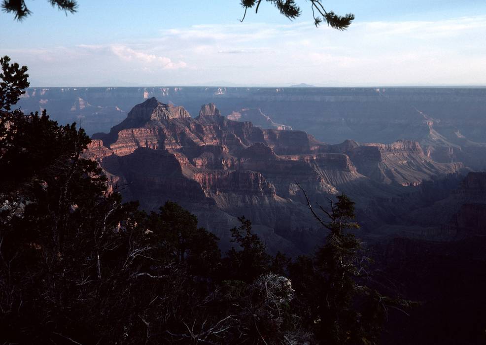 Sept. 17, 1981 - North Rim of the Grand Canyon, Arizona.<br />View from Bright Angel Point (of Zoroaster Temple?).