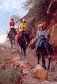 Sept. 19, 1981 - South Rim of the Grand Canyon, Arizona.<br />A short walk down and back along Bright Angel Trail.<br />Part of a goup of tourists riding mules into the canyon.