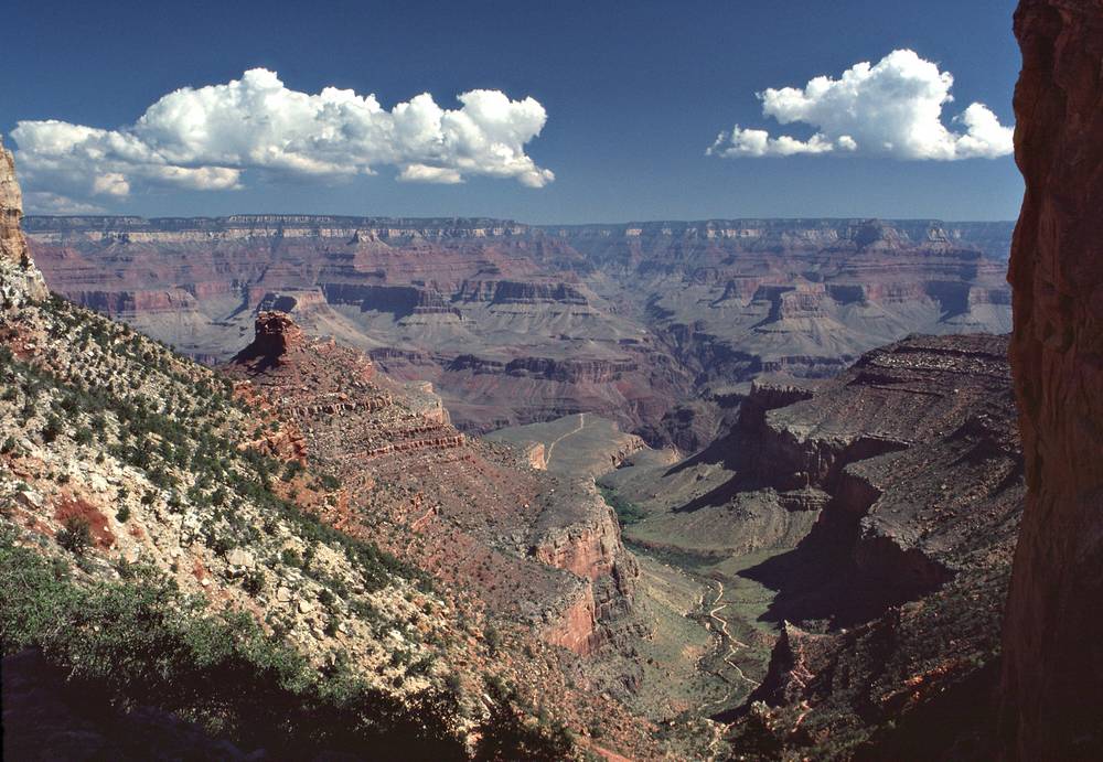 Sept. 19, 1981 - South Rim of the Grand Canyon, Arizona.<br />A short walk down and back along Bright Angel Trail.