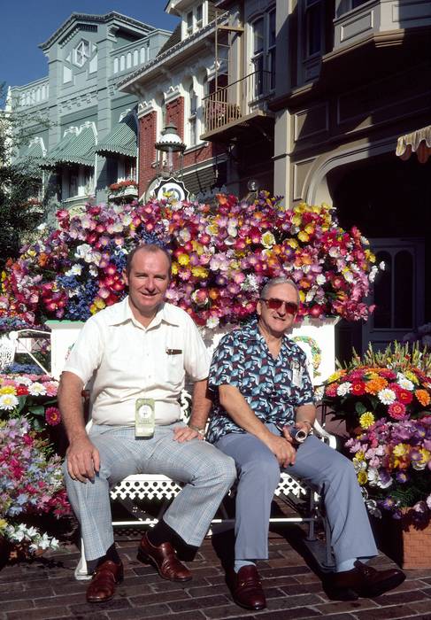 Oct. 7, 1981 - Disneyworld, Orlando, Florida.<br />Passing the time between work and flight back home.<br />Pete and John.
