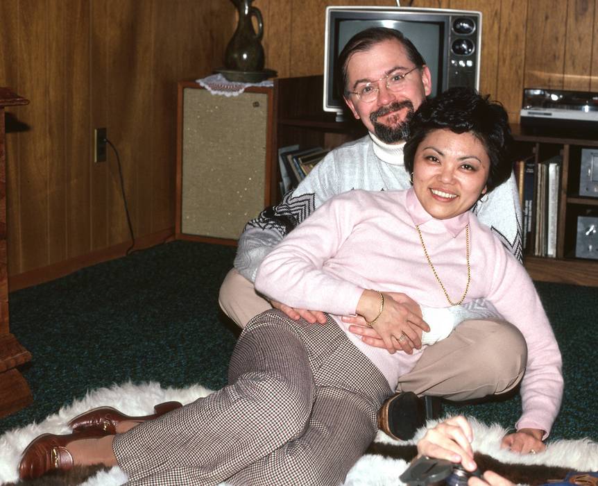 Dec. 27, 1981 - Rockville, Maryland.<br />At the Kutyna's for Frank's birthday.<br />Frank and Massako.