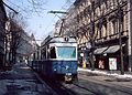 Feb. 27, 1982 - Zurich, Switzerland.<br />Streetcar along the Bahnhof Strasse.