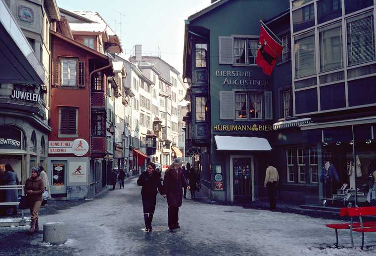 Feb. 27, 1982 - Zurich, Switzerland.<br />Augustiner Gasse (old part of town).