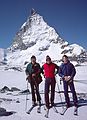 March 1, 1982 - Zermatt, Switzerland.<br />Dennis, Oscar, and Dave with the Matterhorn behind them.