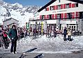 March 1, 1982 - Zermatt, Switzerland.<br />Dennis standing in front of the mountain Hotel Schwarzsee.