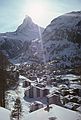 March 3, 1982 - Zermatt, Switzerland.<br />Zermatt bellow with the Matterhorn in back.