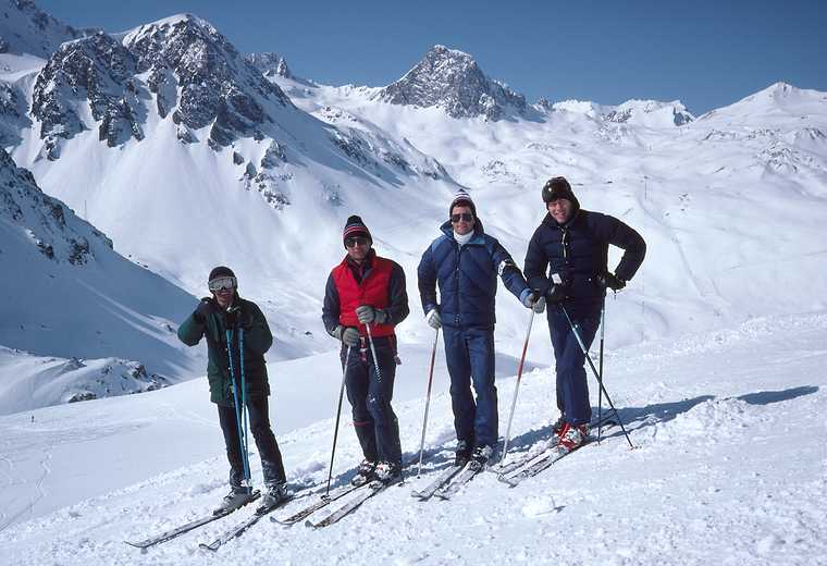 March 7, 1982 - Val d'Isere, France.<br />Dennis, Oscar, Dave, and Jim.