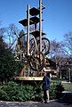 March 14, 1982 - Geneva, Switzerland.<br />Bill in front of a water-powered clock at the clock and watch museum.