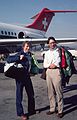 March 15, 1982 - Zurich, Switzerland.<br />Jim and Oscar with his souvenir from Val d'Isere: a dislocated shoulder.