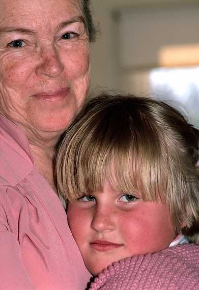 April 10, 1982 - Manchester by the Sea, Massachusetts.<br />Mirdza and her granddaughter Laila.