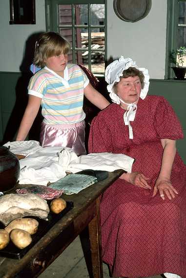 May 1, 1982 - Sturbridge Village, Massachusetts.<br />Laila and a villager.
