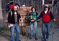 May 8, 1982 - Tuckerman Ravine on Mt. Washington, New Hampshire.<br />Bell Labs friends Barry, Leslie, and Mike at the start of the trail at Pinkham Notch.