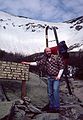 May 8, 1982 - Tuckerman Ravine on Mt. Washington, New Hampshire.<br />Barry with Tuckerman Ravine in back.