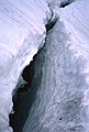 May 8, 1982 - Tuckerman Ravine on Mt. Washington, New Hampshire.<br />The crevasse that Leslie almost fell in.