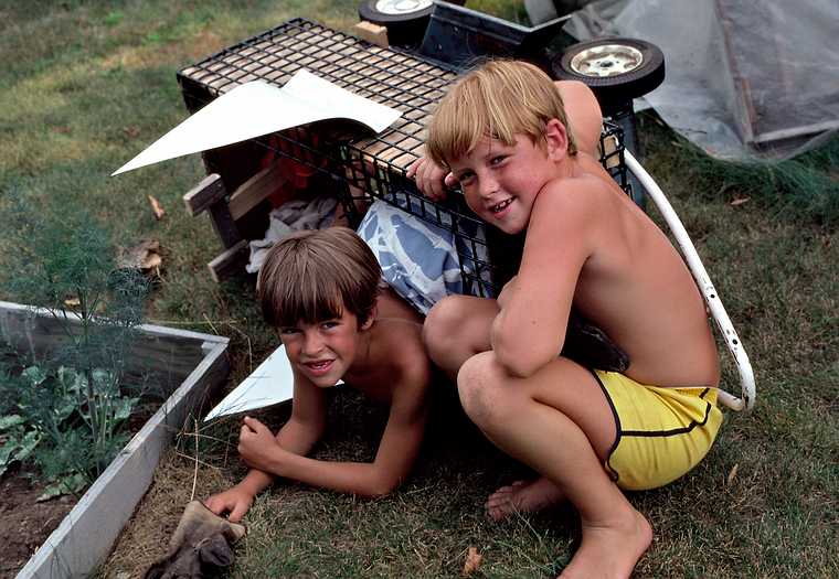 July 17, 1982 - Manchester by the Sea, Massachusetts.<br />Jeremy and Jimmy after a crash landing.