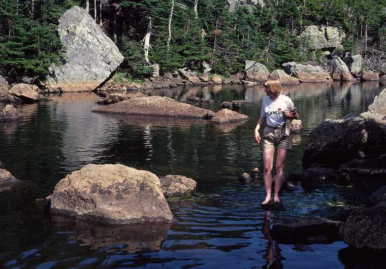 July 24, 1982 - Carter Notch, New Hampshire.<br />Bell Labs Merrimack Valley Outing Club hike to Carter Notch AMC hut, NH.<br />Marcy.