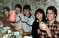 July 24, 1982 - Carter Notch, New Hampshire.<br />Bell Labs Merrimack Valley Outing Club hike to Carter Notch AMC hut.<br />At the dinner table: Leslie's sister Vicky, Kevin, Fred, Barb, and Chuck.