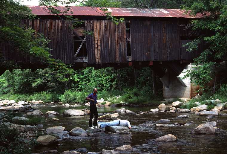 August 1, 1982 - Durgin Bridge near North Sandwich, New Hampshire.<br />Bill and A. J.