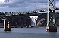 August 13, 1982 - Quebec City, Quebec, Canada.<br />View from a tour boat.<br />Montmorence River plunging 274' into the St. Lawrence.
