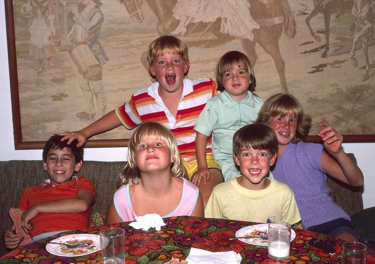 August 14, 1982 - Manchester by the Sea, Massachusetts.<br />Julian, Laila, Jimmy, Tanya, Jeremy, and Krista clowning around.