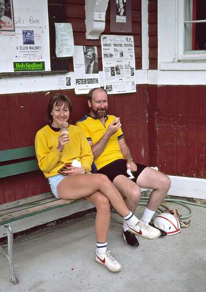 August 28, 1982 - Vermont Bicycle Touring trip out of Dorset, Vermont.<br />Buzzy and a fellow VBT cyclist.