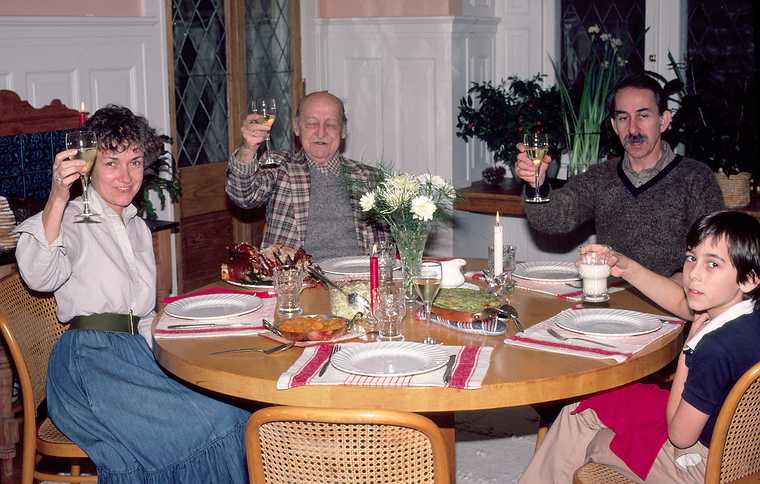 Dec. 24, 1982 - At Baiba and Ronnie's in Baltimore, Maryland.<br />Baiba, father, Ronnie, and Julian.