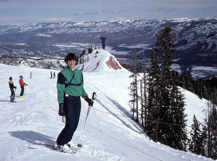 March 2, 1983 - Aspen Highlands, Colorado.<br />Leslie.