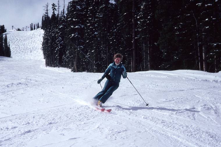 March 2, 1983 - Aspen Highlands, Colorado.<br />Eunice.